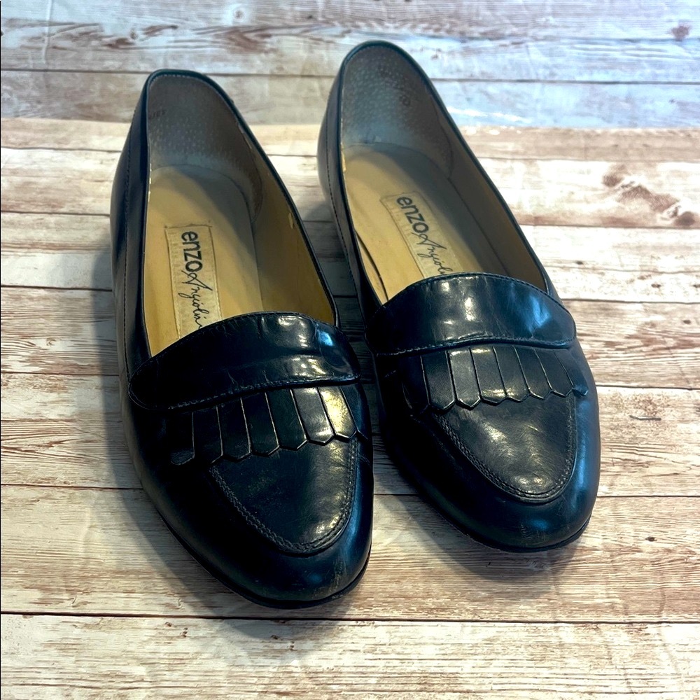 Enzo Angiolini Dark Leather Loafers for Women Size 8M